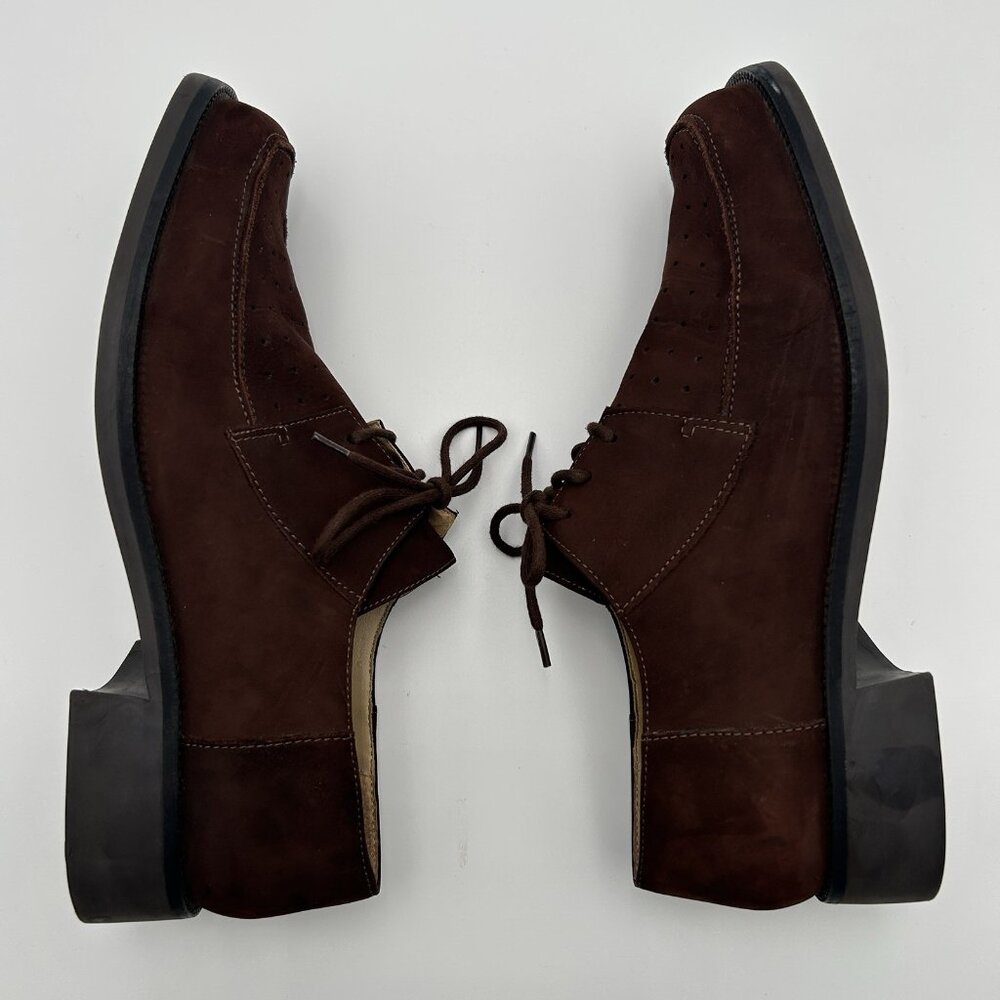 VTG DIBA Womens 9.5 Brown Lace Up Oxford Nubuck Style Upper 1.25 Inch Heel Shoes